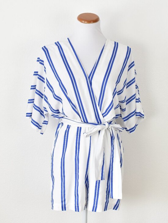 Vici Pants - VICI Lissandra Striped Belted Romper NEW - M